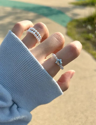 Star transparent bead ring women's summer bead fashion ring