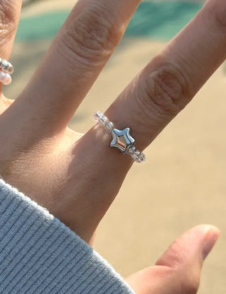 Star transparent bead ring women's summer bead fashion ring