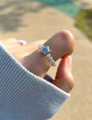 Star transparent bead ring women's summer bead fashion ring