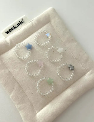 Star transparent bead ring women's summer bead fashion ring