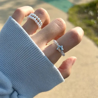Star transparent bead ring women's summer bead fashion ring