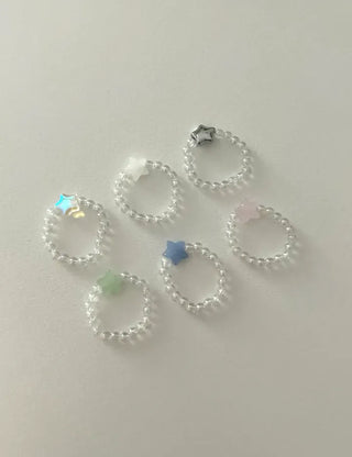 Star transparent bead ring women's summer bead fashion ring