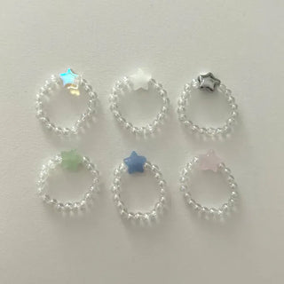 Star transparent bead ring women's summer bead fashion ring