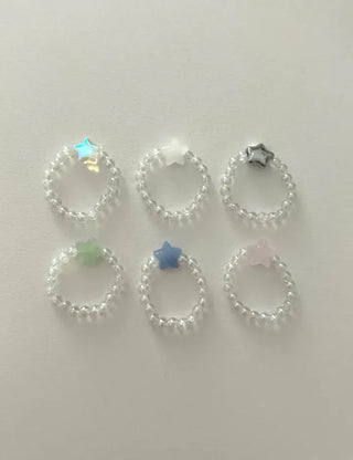 Star transparent bead ring women's summer bead fashion ring