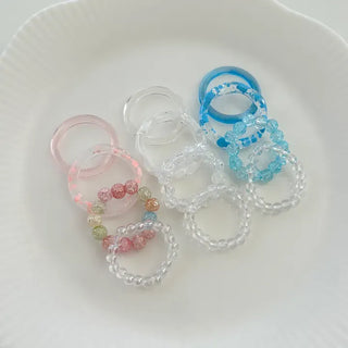 Set of 4 Cracked Bead Rings Formica Summer Layering