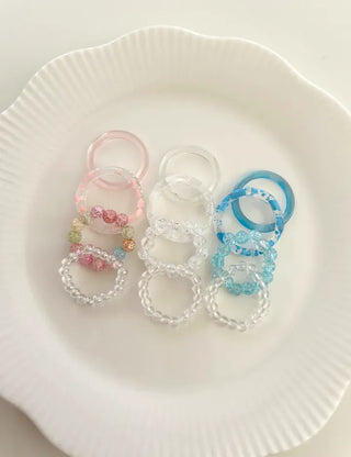 Set of 4 Cracked Bead Rings Formica Summer Layering