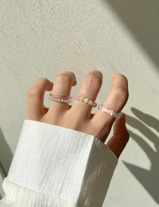 Set of 4 Cracked Bead Rings Formica Summer Layering