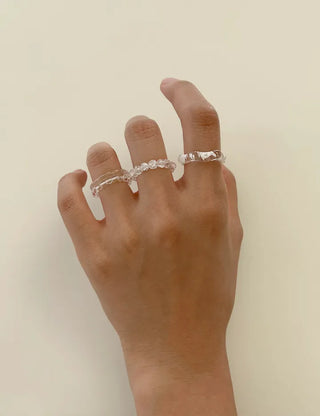 Set of 4 Cracked Bead Rings Formica Summer Layering