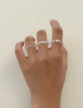 Set of 4 Cracked Bead Rings Formica Summer Layering