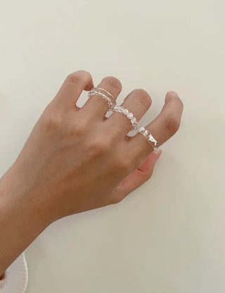 Set of 4 Cracked Bead Rings Formica Summer Layering