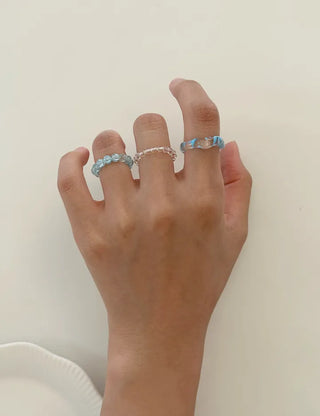 Set of 4 Cracked Bead Rings Formica Summer Layering