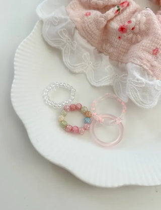 Set of 4 Cracked Bead Rings Formica Summer Layering