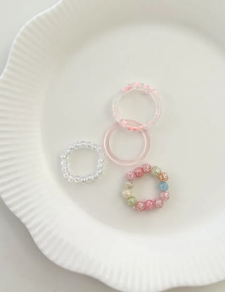 Set of 4 Cracked Bead Rings Formica Summer Layering
