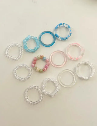 Set of 4 Cracked Bead Rings Formica Summer Layering