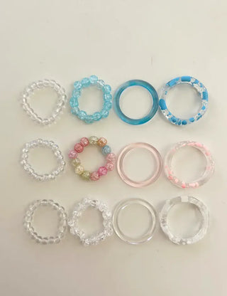 Set of 4 Cracked Bead Rings Formica Summer Layering