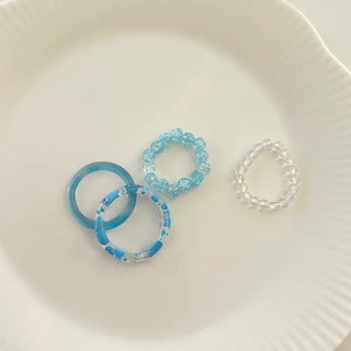 Set of 4 Cracked Bead Rings Formica Summer Layering