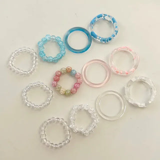 Set of 4 Cracked Bead Rings Formica Summer Layering