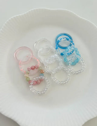 Set of 4 Cracked Bead Rings Formica Summer Layering