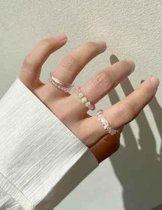 Set of 4 Cracked Bead Rings Formica Summer Layering