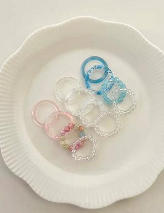 Set of 4 Cracked Bead Rings Formica Summer Layering