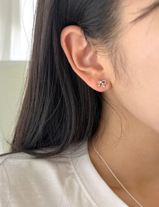 Piece Set Ribbon Earrings Pearl Daily Mini Earrings