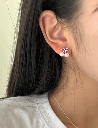 Piece Set Ribbon Earrings Pearl Daily Mini Earrings