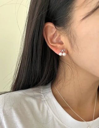 Piece Set Ribbon Earrings Pearl Daily Mini Earrings