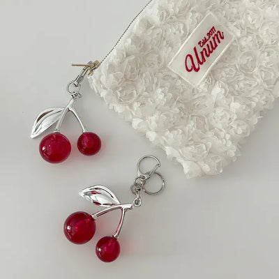 Metal Cherry Keyring Phone Strap Bead Keyholder Bag Charm