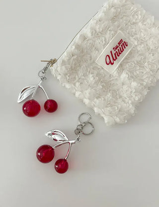 Metal Cherry Keyring Phone Strap Bead Keyholder Bag Charm