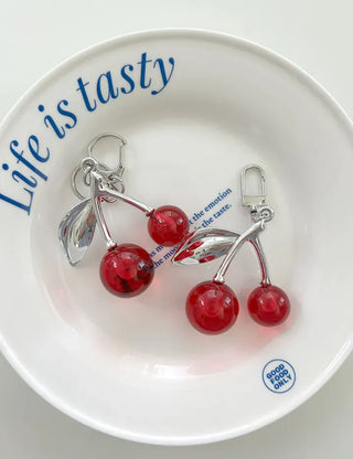 Metal Cherry Keyring Phone Strap Bead Keyholder Bag Charm