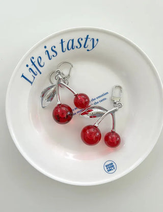 Metal Cherry Keyring Phone Strap Bead Keyholder Bag Charm