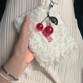 Metal Cherry Keyring Phone Strap Bead Keyholder Bag Charm