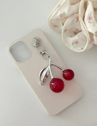 Metal Cherry Keyring Phone Strap Bead Keyholder Bag Charm