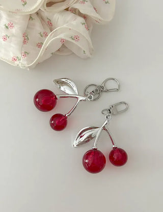 Metal Cherry Keyring Phone Strap Bead Keyholder Bag Charm