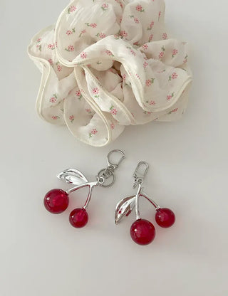 Metal Cherry Keyring Phone Strap Bead Keyholder Bag Charm