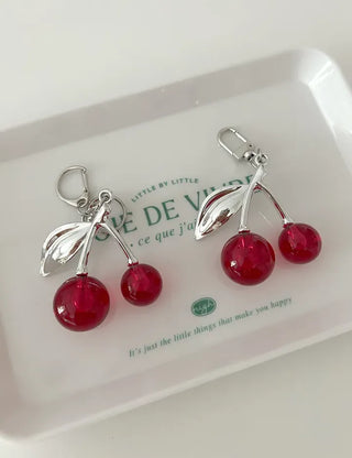 Metal Cherry Keyring Phone Strap Bead Keyholder Bag Charm