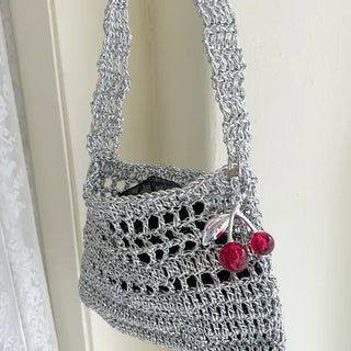 Metal Cherry Keyring Phone Strap Bead Keyholder Bag Charm