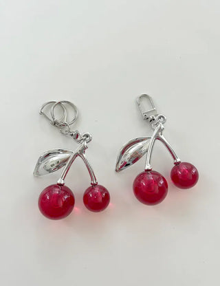Metal Cherry Keyring Phone Strap Bead Keyholder Bag Charm