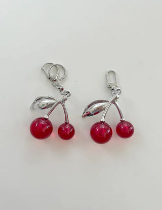 Metal Cherry Keyring Phone Strap Bead Keyholder Bag Charm