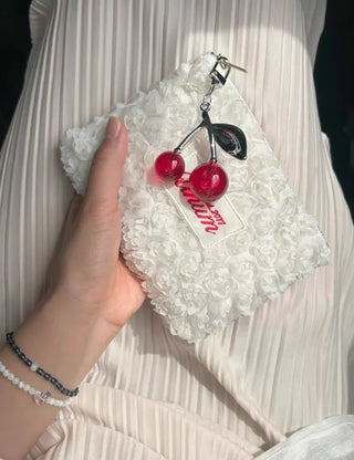 Metal Cherry Keyring Phone Strap Bead Keyholder Bag Charm