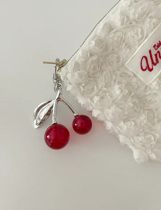 Metal Cherry Keyring Phone Strap Bead Keyholder Bag Charm
