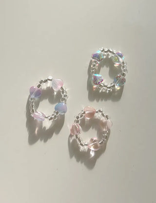 Piece Transparent Bead Ring Pearl Heart Fashion Women's Ring