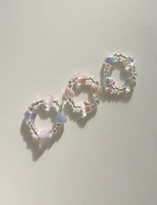 Piece Transparent Bead Ring Pearl Heart Fashion Women's Ring
