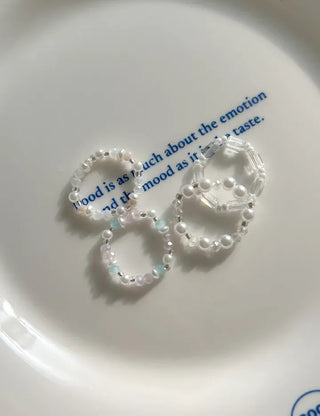 Piece Transparent Bead Ring Pearl Heart Fashion Women's Ring