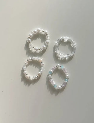 Piece Transparent Bead Ring Pearl Heart Fashion Women's Ring