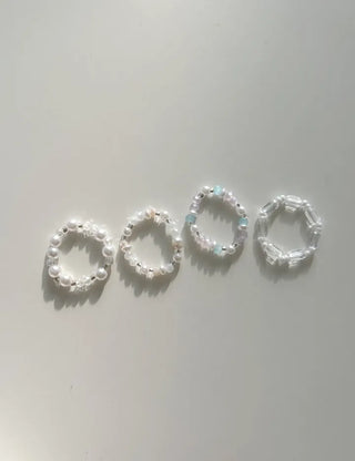 Piece Transparent Bead Ring Pearl Heart Fashion Women's Ring
