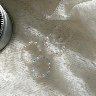 Piece Transparent Bead Ring Pearl Heart Fashion Women's Ring