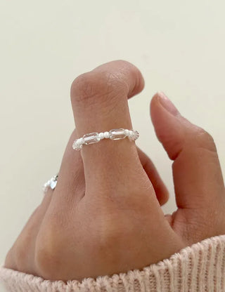Piece Transparent Bead Ring Pearl Heart Fashion Women's Ring