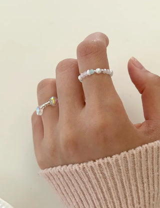 Piece Transparent Bead Ring Pearl Heart Fashion Women's Ring