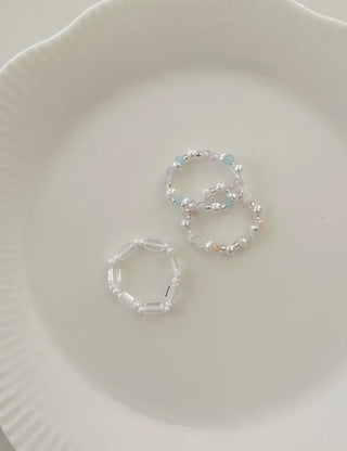 Piece Transparent Bead Ring Pearl Heart Fashion Women's Ring